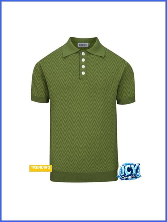 Other - Retro Knitted Poloshirt, 1960s Mod Vintage Texture, Cotton Short Sleeve,